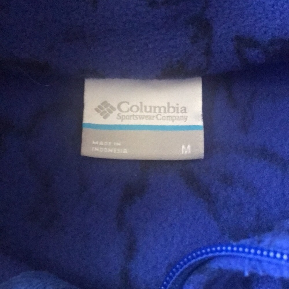 $70 Womens COLUMBIA Fast Trek Blue Black Floral Print Fleece Zip Up Jacket Sz M - Picture 14 of 16